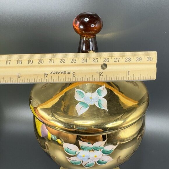 Venetian Glass Candy Dish Container Jar Apothecary Jar Painted Italian Glass VTG - Picture 3 of 16